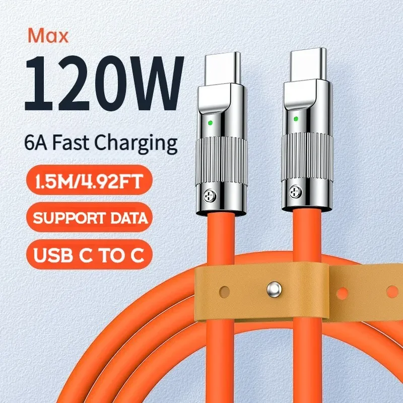 

Original USB Type C To USB C Cable USB C 120W Fast Charging Charger Wire Cord For iPhone 17 16 Samsung Xiaomi Type-C USBC Cable