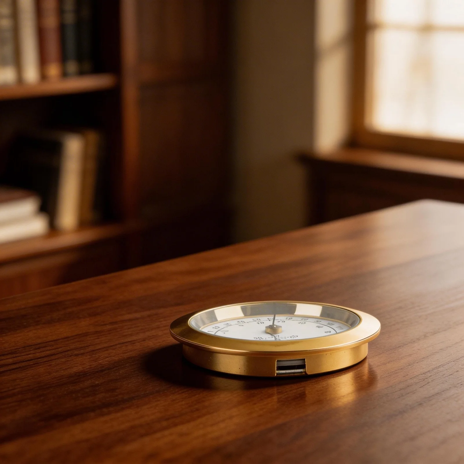 Indoor Temperature Monitor Gold Battery-Free Thermometer Compact Design Elegant Gold Finish Indoor Outdoor Use