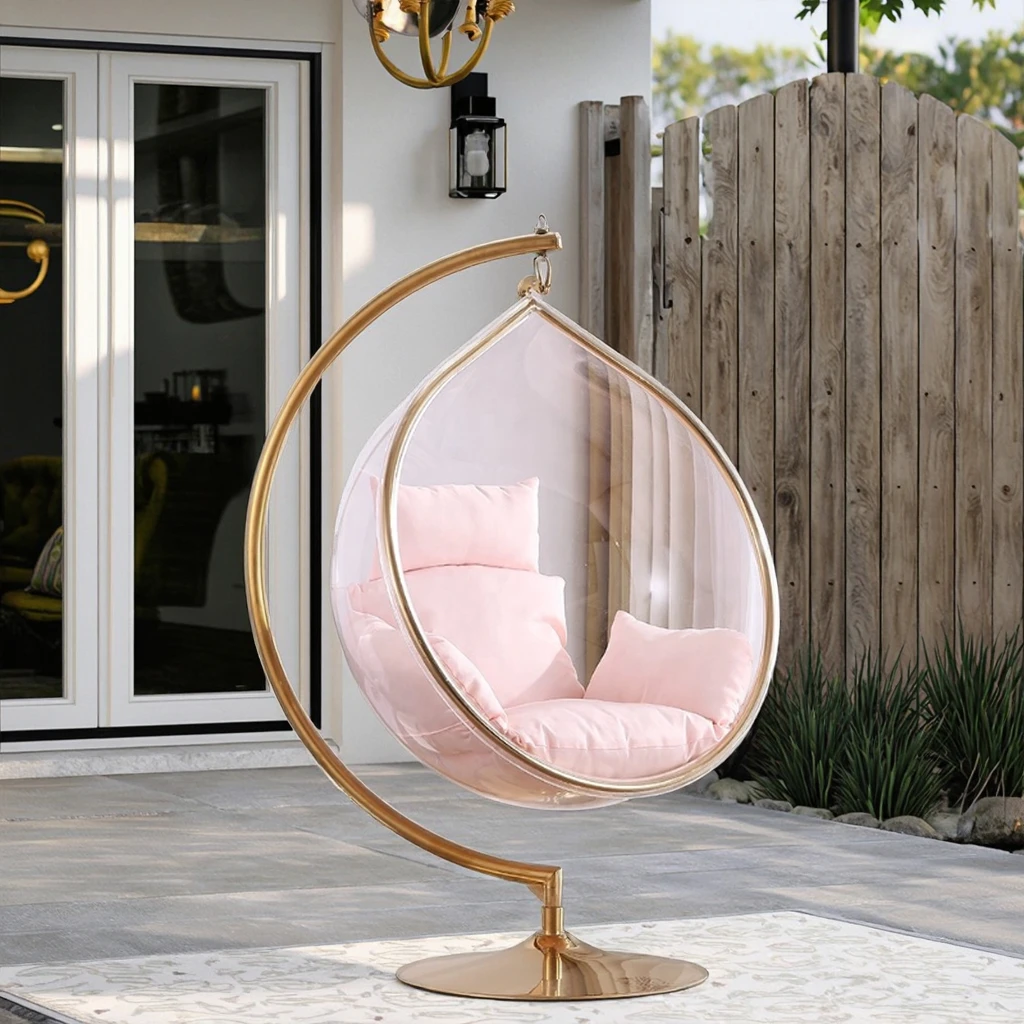 Chaise à œufs en acrylique rose, élégante et confortable, balançoire à œufs en acier pour intérieur et extérieur, pour Patio, jardin, parc, meubles exceptionnels