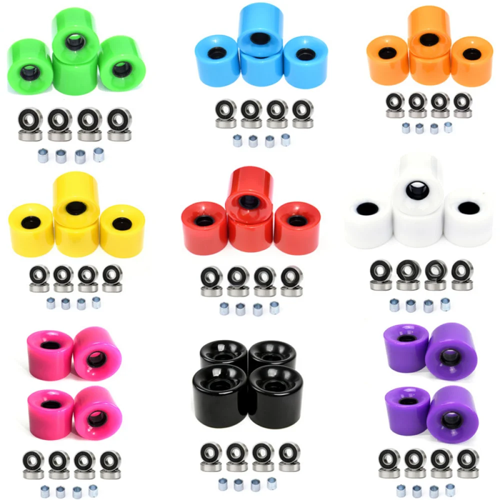 Outdoor Skateboard Wheels 60x45mm 78A Soft PU Replacement Parts Set With Bearings Spacers For Cruiser Longboard Skating
