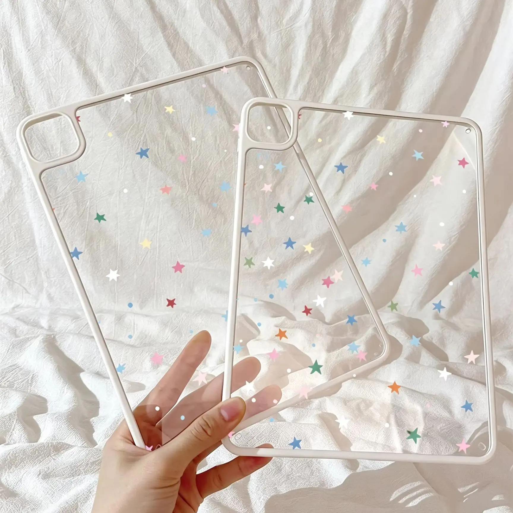 Ins Full Screen Colorful Stars Y2K Clear Cover For iPad Pro 13 11th M5 M4 12.9 A16 10 8 7 9th 10th Air 11 M2 M3 Mini Tablet Case
