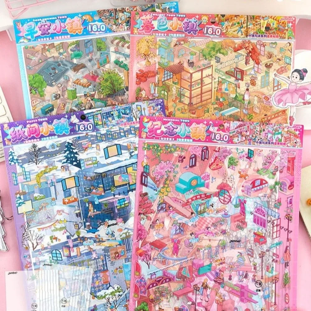 Kawaii DIY 3D Miniature Stickers Stacking Creative Arts Miniature Scene Paster Handicraft Decor Cabin Town Stickers