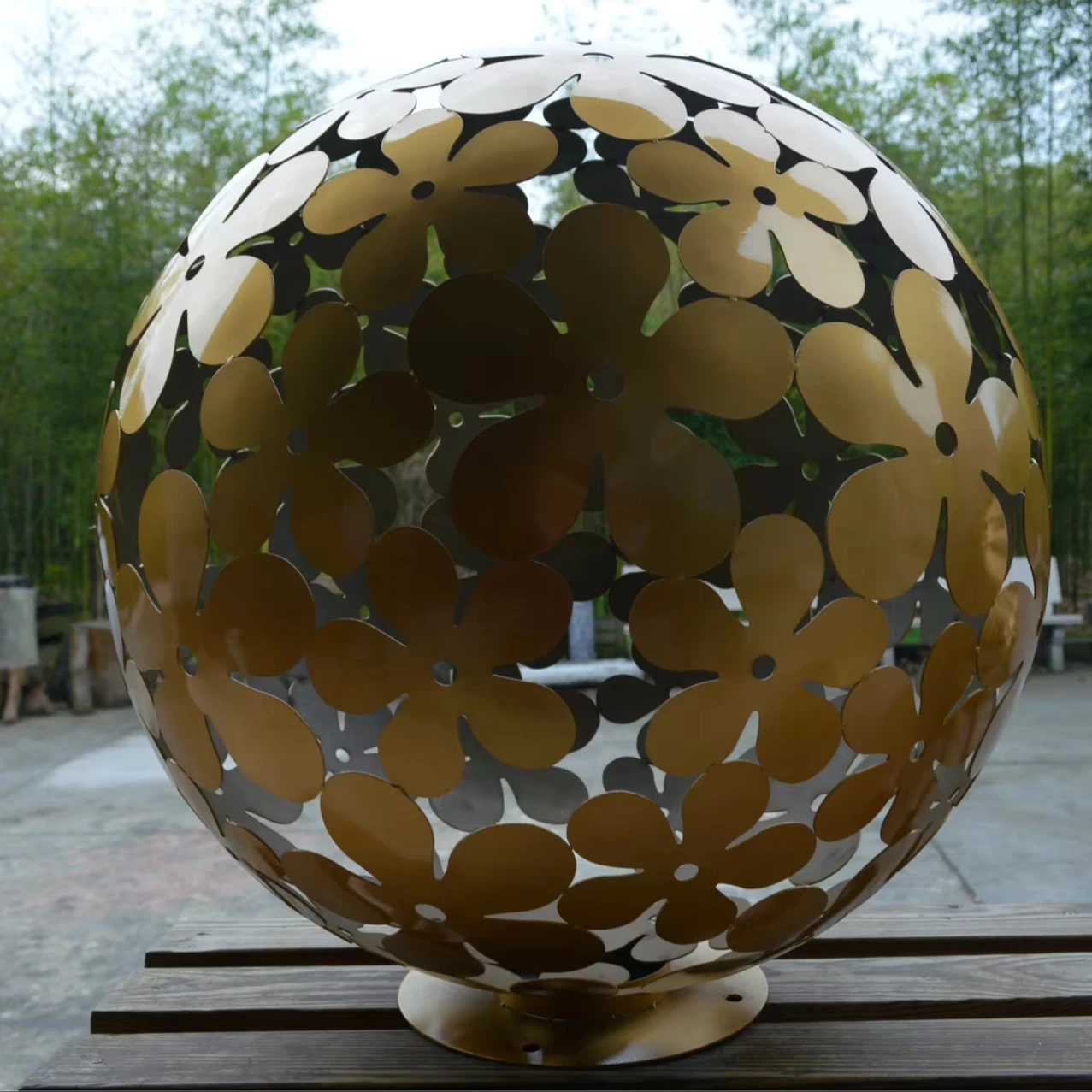 Spiegel gepolijst buiten Yin-yang standbeeld roestvrij staal Tai Chi sculptuur aangepaste moderne tuinkunst