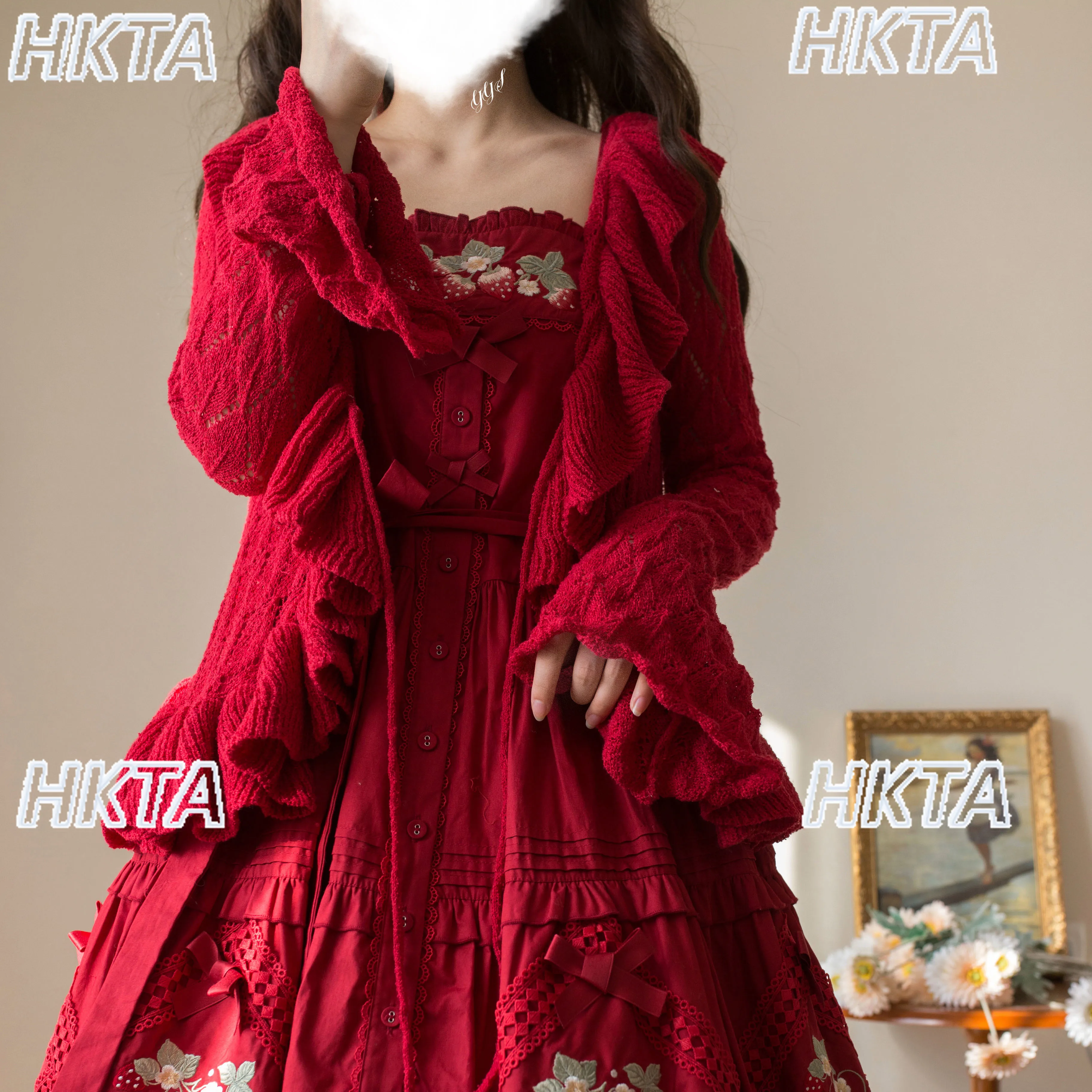 

Lolita Sweater Cardigan Vintage Knitted Cardigan Soft Girl Cute Sweaters Coat Girls 2025 Autumn New Ruffled Long Sleeve Sweater