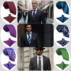 New Colorful Extra Long Mens Necktie Pocket Square Set Blue Green Wedding Tie 160cm 63
