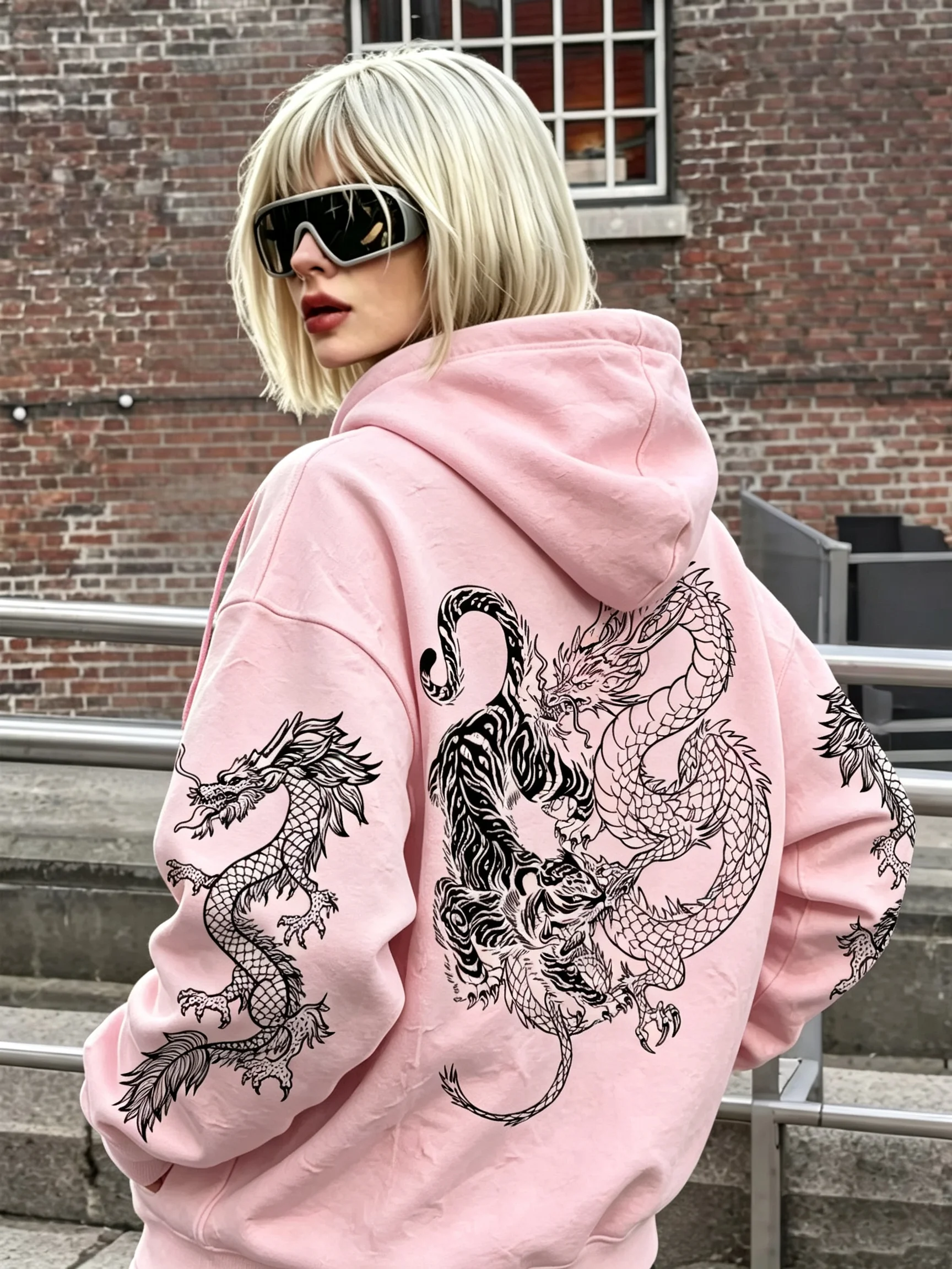 2026 neuer Kapuzenpullover im Nationalstil mit dunklem Drachen- und Tigertotem! Trendiger Unisex-Hoodie im chinesischen Stil mit Drachenmuster – Detail 19