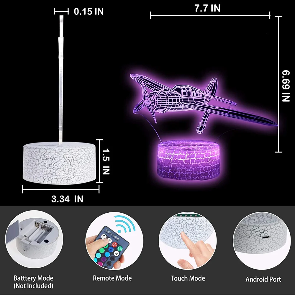 Nighdn-USB LED ضوء الليل للأطفال ، ضوء الطائرة ، زخرفة الطائرة ، غرفة نوم ، 7 لون ، ضوء الليل ، عيد ميلاد ، هدايا عيد الميلاد ، الاطفال