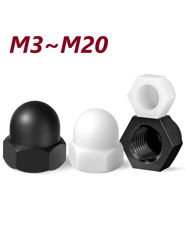 White/Black Nut Dome Hex Cover Plastic Hex Nylon Cap Nuts M3 M4 M5 M6 M8 M10 M12 M14 M16 M18 M20Bolt Cover Screw Caps Hex Cap