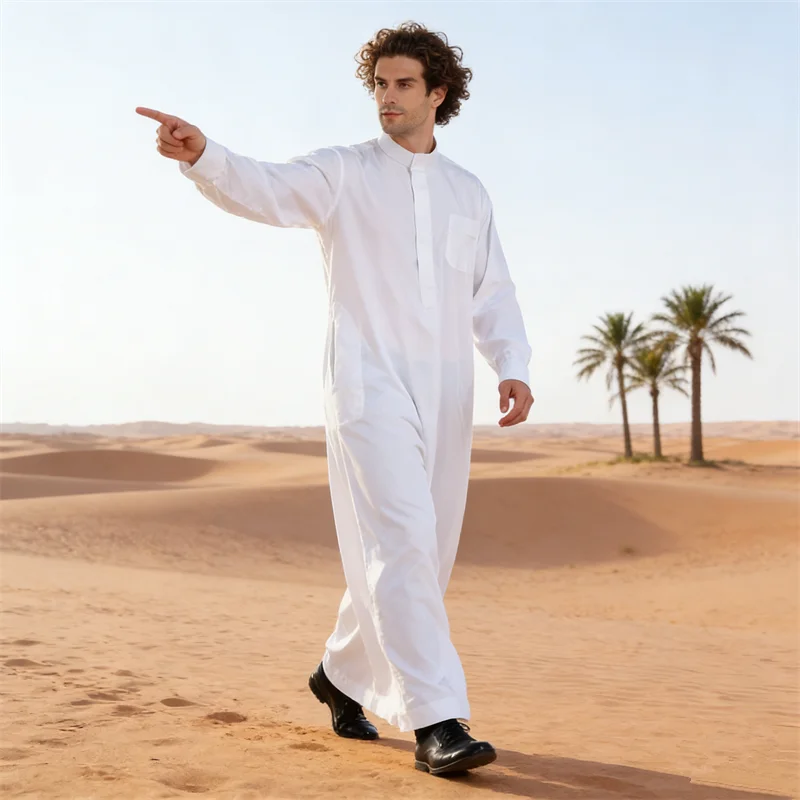 

Ramadan Eid Men Robe Saudi Arabic Jubba Thobe Islam Daffah Dishdasha Traditional Clothing Middle East Prayer Dress Abaya Thoub