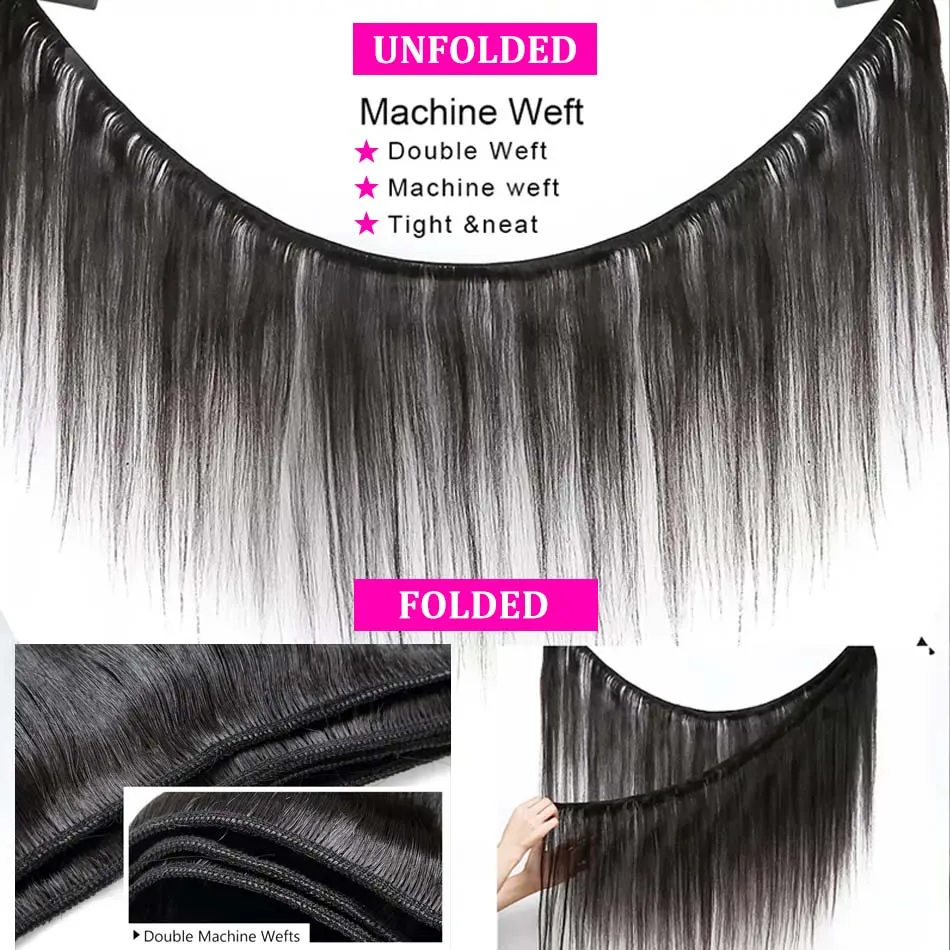 Brazilian Straight Human Hair 1/3/4Pcs Bundles Natural Black Remy Hair Double Weft Wholesale 28 30 Inch Bundles Hair Extensions