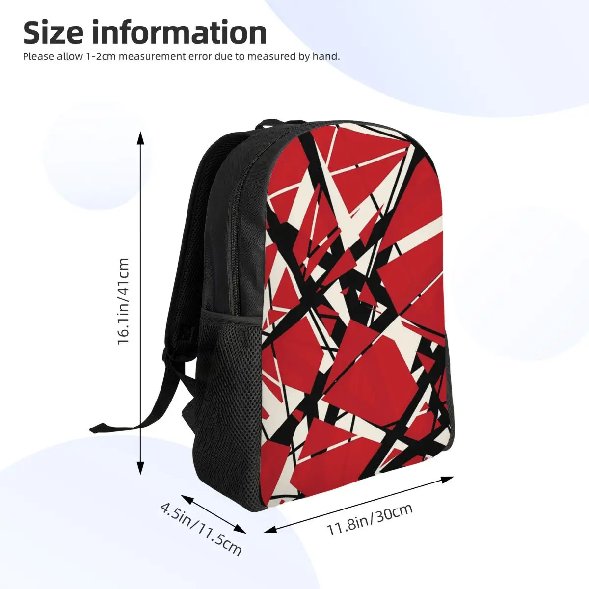 EVH Authentic Stripes Van Halen (red) Backpack Daypack Large Capacity Children BookBag School Bag Shoulder Bags for Men Women