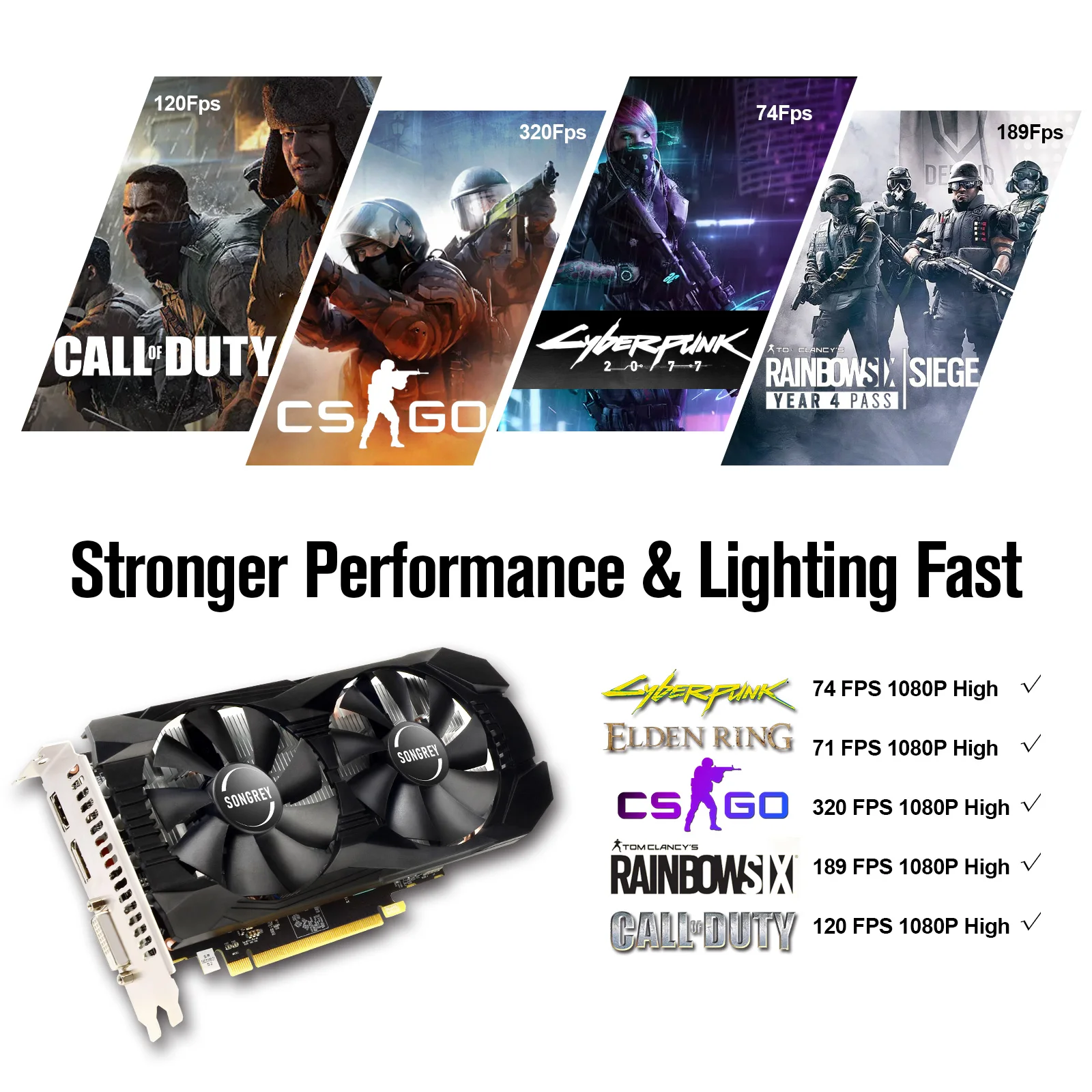 SONGREY-tarjeta gráfica RX 580, 8GB, 2048SP, 256bit, GDDR5, GPU, tarjeta de vídeo para minería, RX580, 8G, garantía para juegos de ordenador