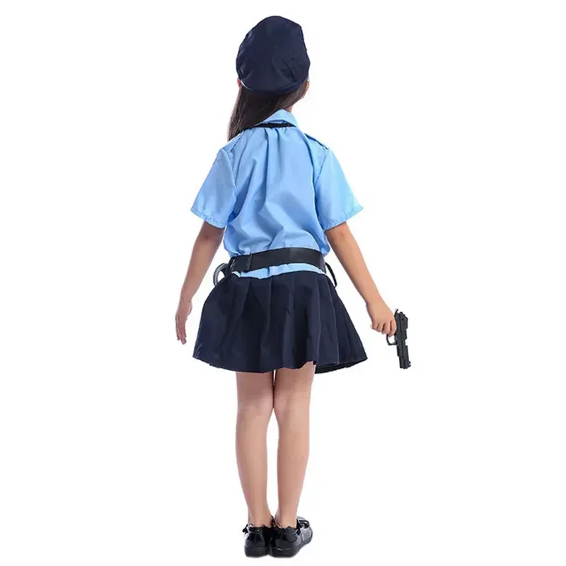 Costume de policier américain pour enfants, déguisement de policier pour filles, ensemble uniforme de flic avec accessoires, cadeaux de spectacle de fête