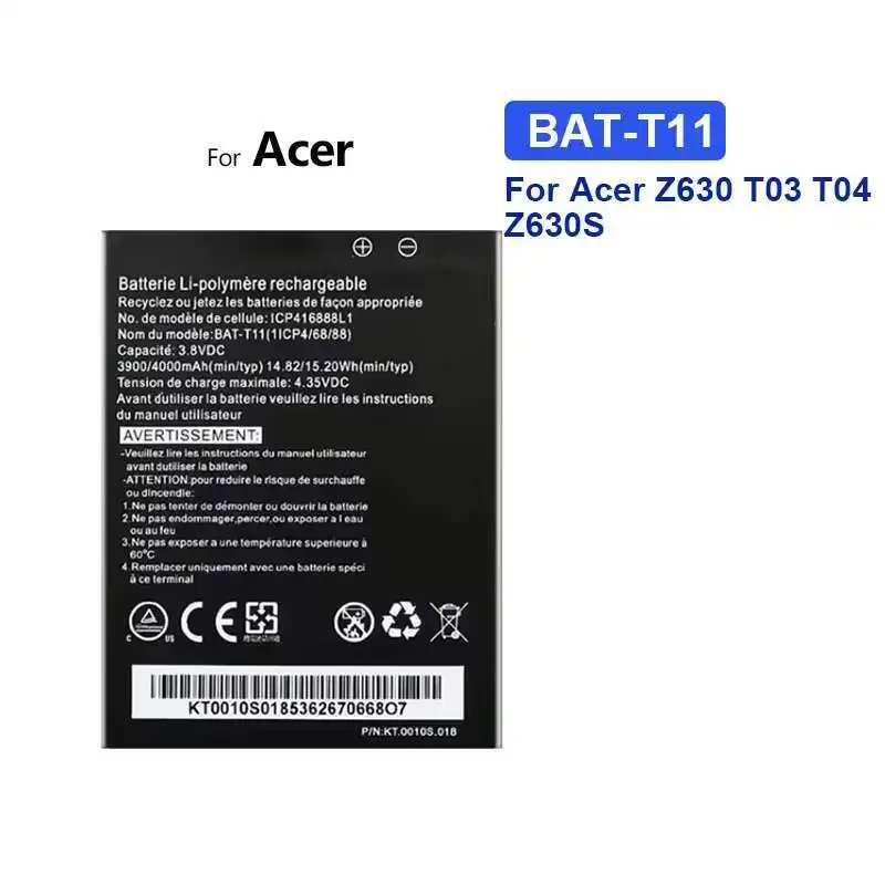 Batteria del telefono cellulare per Acer Z630 T03 T04 Z630S BAT-T11 4000mAh