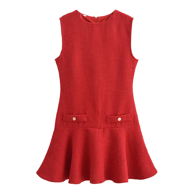 Ele ort Svel round Ne Dr 2024 Autumn Winter New Arrival Women's Faion Texture Classy Sle Single Piece