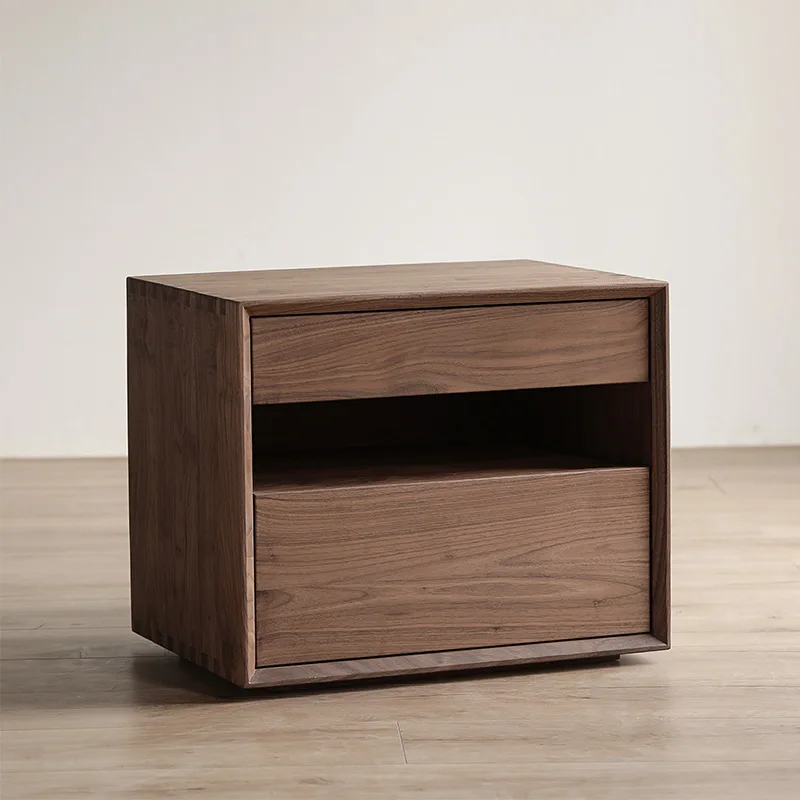 North American black walnut bedside table, simple and modern small apartment bedside storage cabinet
