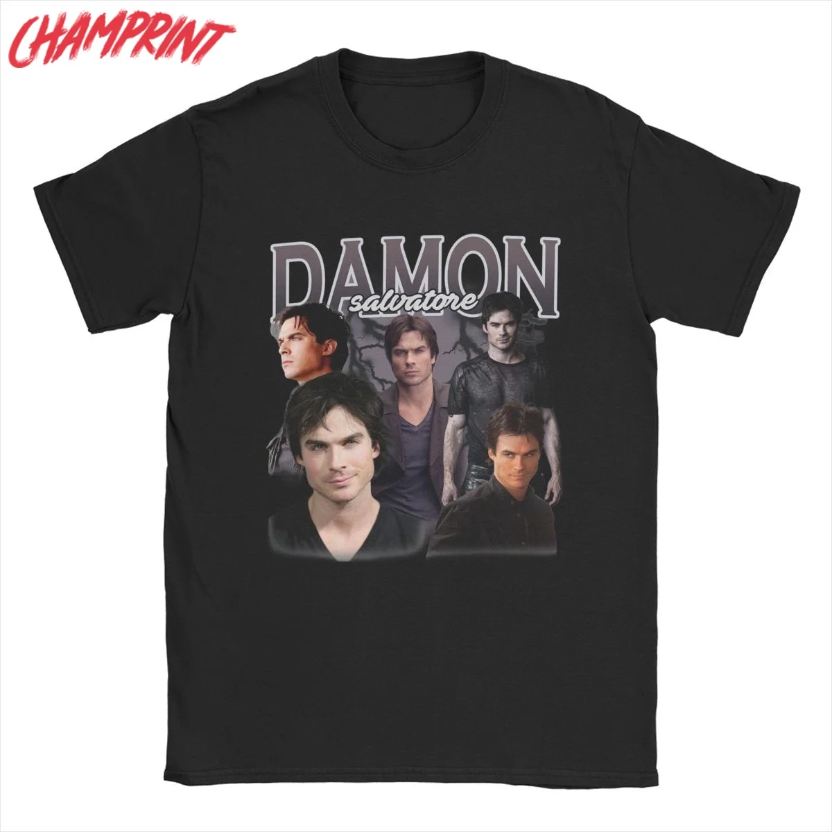 

Damon Salvatore T Shirt Men Cotton Funny T-Shirts The Vampire Diaries Ian Somerhalder Tv Series Tee Shirt Short Sleeve Classic