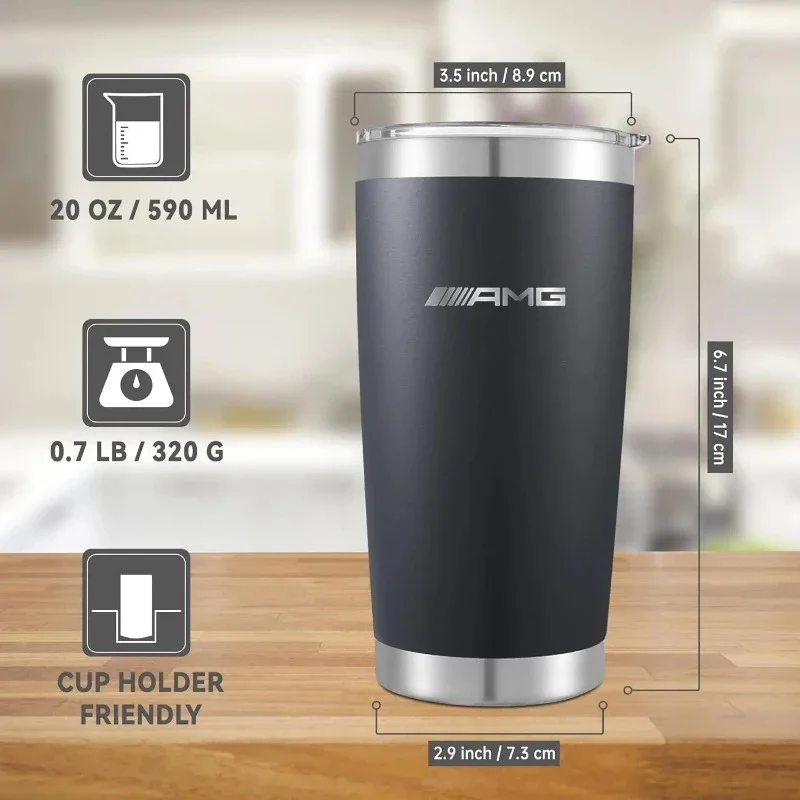 زجاجة مياه كوب سيارة القهوة الحراري للتخييم والتنزه والنزهات 20 أونصة لمرسيدس بنز AMG GLC GLE GLB GLS W204 W205 W203 W211 #6