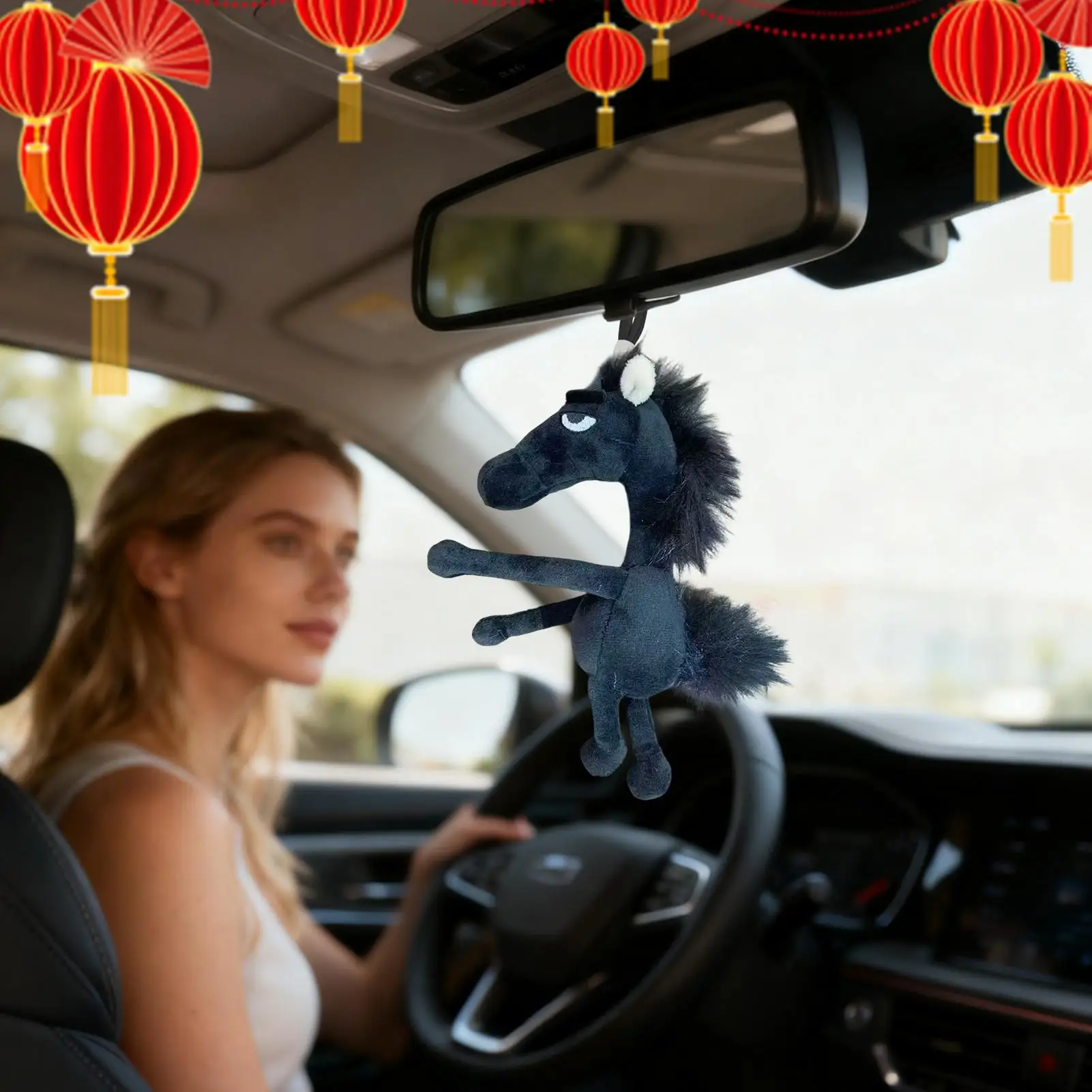 Ciondolo cavallo Capodanno cinese Pendenti cinesi morbidi e carini Cavallo di peluche per borse per auto Tavoli da pranzo Negozio Casa Scuola