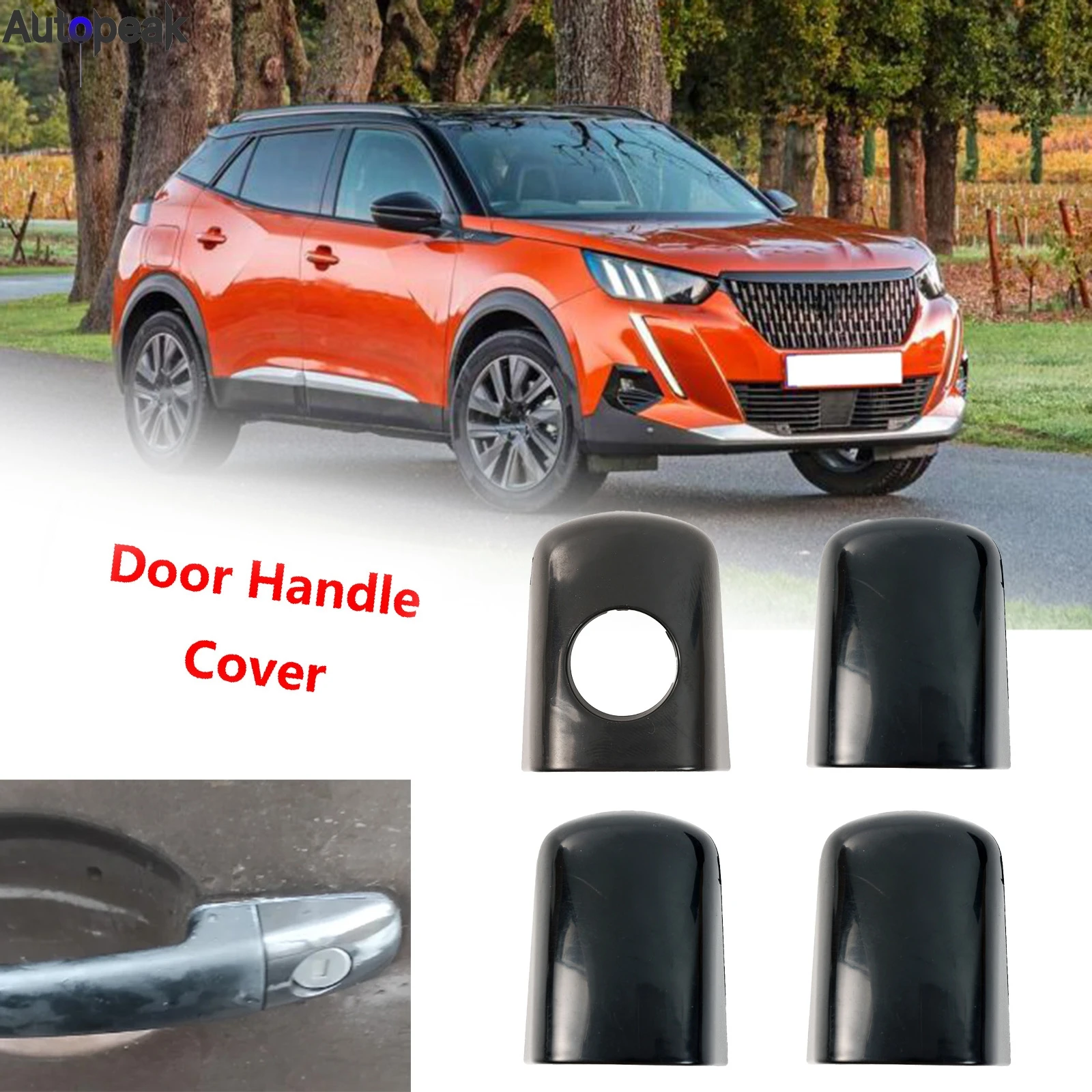 

4X Door Handle For Peugeot 2008 207 208 308 Expert Partner RCZ Fiat Scudo Door Handle End Cover Cap Trim Set 9101GG 9101GE