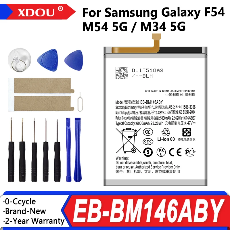 

Brand New EB-BM146ABY 6000mAh Replacement Battery For Samsung Galaxy F54/M54 5G/M34 5G Mobile phone Batteries