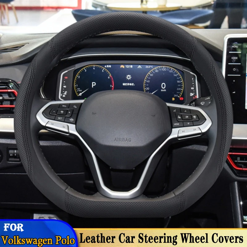 

O D Type Car Steering Wheel Cover Wrap for Volkswagen VW Polo Plus 2011-2020 2021 2022 2023 2024 High leather