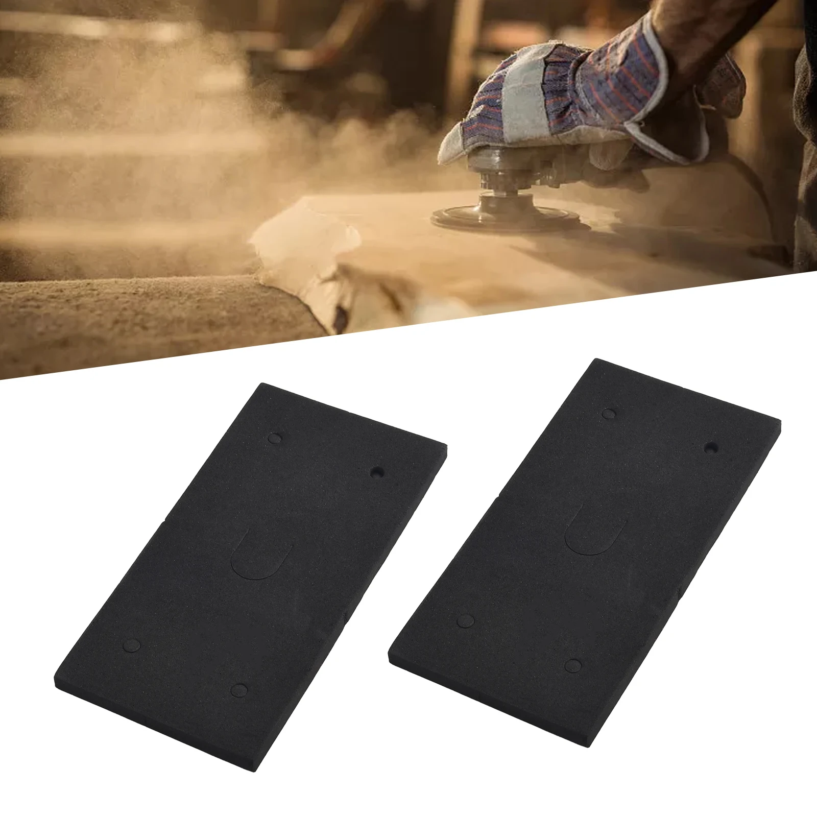 Foam Sander Back Pads 18.5x9.3x0.8cm Black Machine Replacement Sandpaper Sponge Mat 2 Pcs Easy Installation High Quilaty