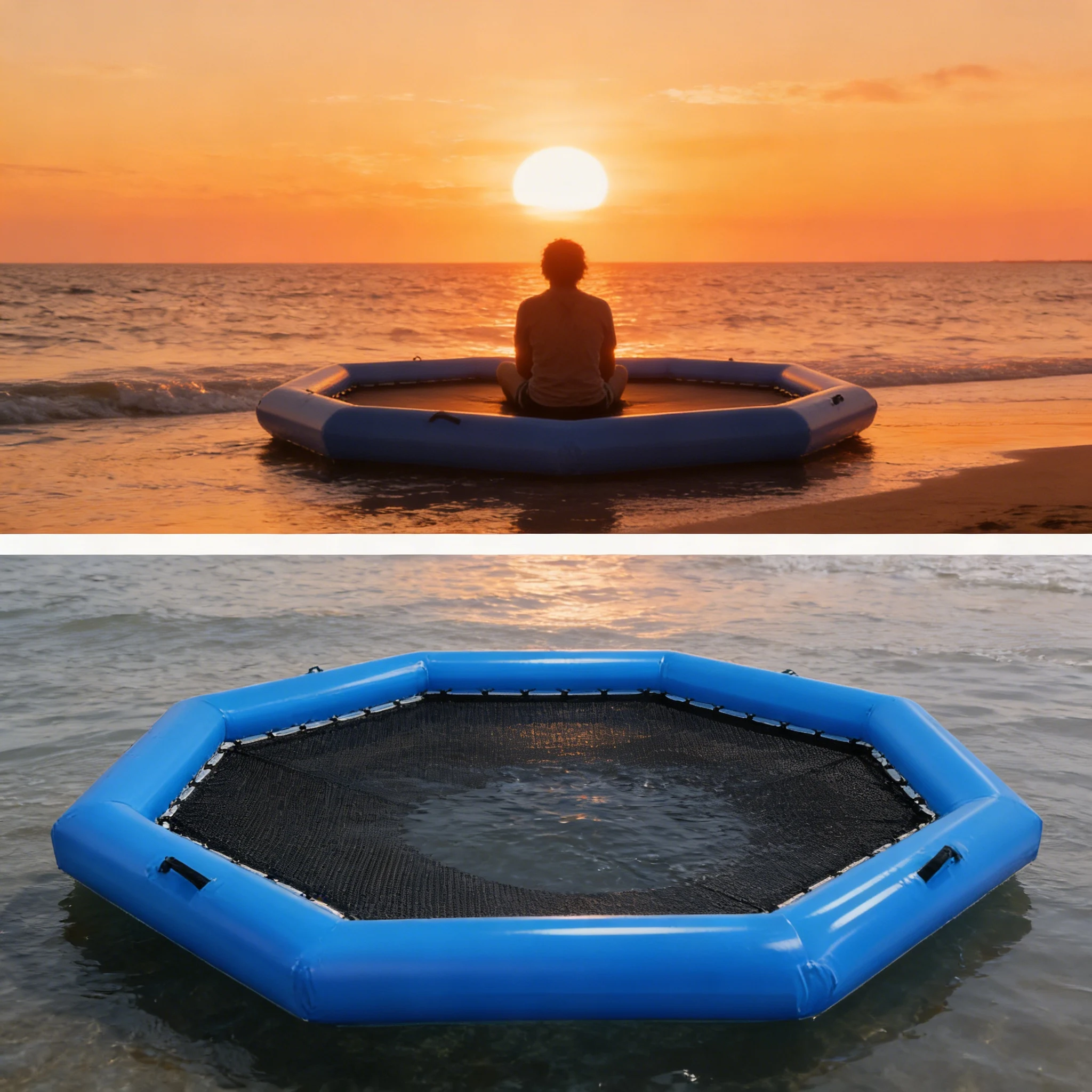 Inflatable Floating Platform, Durable Air Bed Style, 6 Person Capacity, for Residential Swimming Pools, Water Fun Lounge