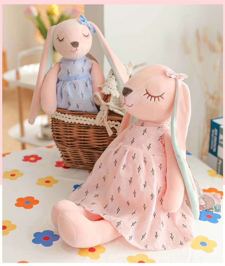 35 cm große Oster-Babyhasenfigur, rosa und blau, An'an Rabbit, beruhigende Geschenkpuppe für Kinder, Plüschtier mit superweichem Fell. – Detail 8