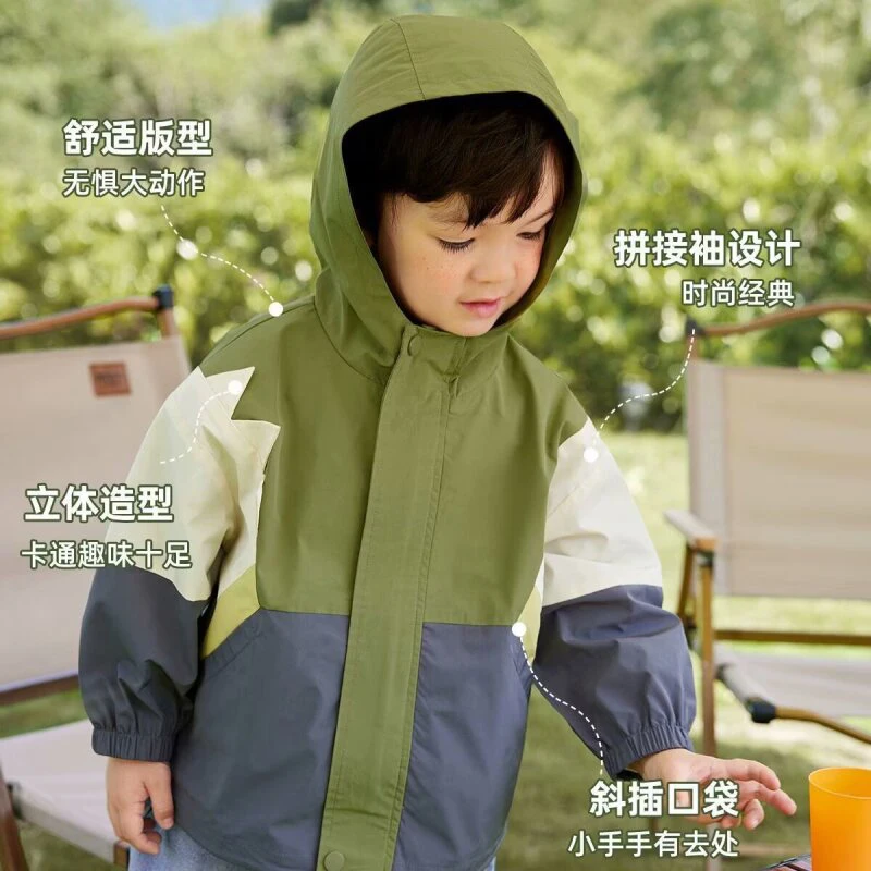 Spring Children Jackets for Boys Hooded Patchwork Kids Boy Outerwear Windbreaker Autumn Casual Children Coats Clothing 2-6 Years