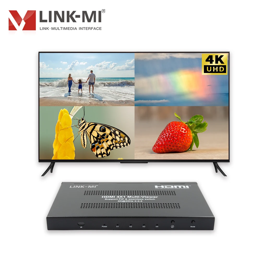 

LINK-MI 4x1 2x1 Мультиприемник Бесшовный 4K30 Гц HDMI-переключатель Аудиопереключатель PIP 13 режимов отображения Мультивер