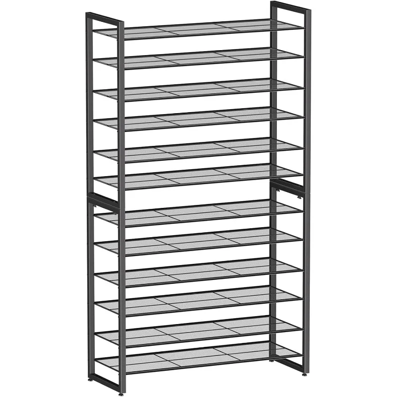 

Shoe Rack Holds 60 Pairs, 12 Tier Shoe Organizer, Heavy Duty Large Metal Stackable Shoe Storage for Closet, Blac