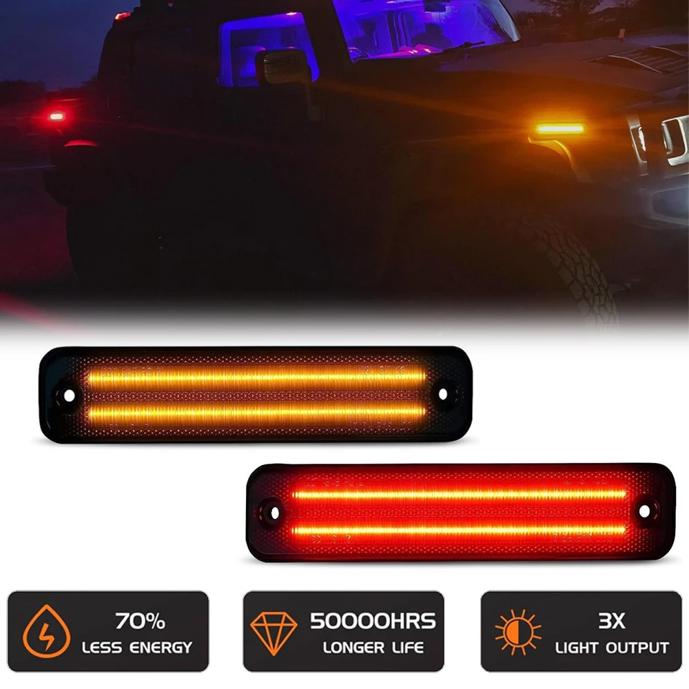 

4Pcs Front Rear Fender LED Side Marker Reflector Light for Hummer H2 2003-2009 OEM#15114677 Car Turn Signal Parking Lamp