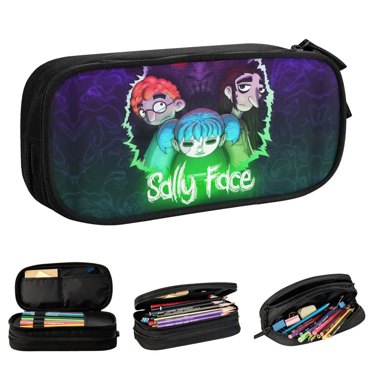 sally face game pencil cases cute pen box bolsa para meninas e meninos grande armazenamento presente da escola de estudantes lapis pouch 01