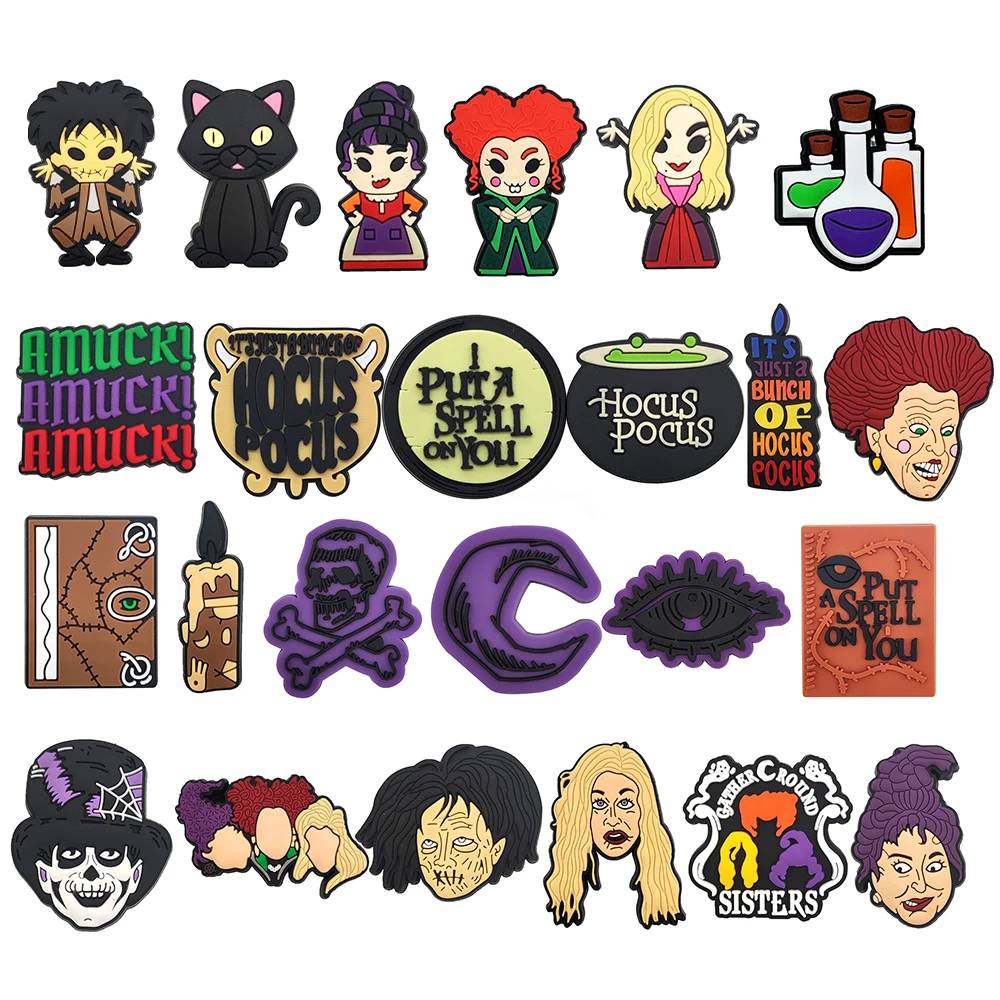

24pcs/set Halloween witch cartoon Movie Series ​for Shoe Charms Accessories for Classic Clog Shoe Decoration Kids Gifts