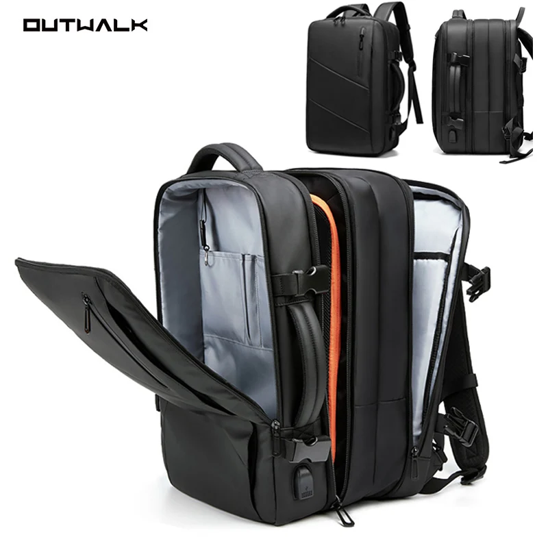 OUTWALK Large Capacity Laptop Backpack Men 16 Inch Multi Expandable Backpack Waterproof USB School Bag Business  Travel Backpack