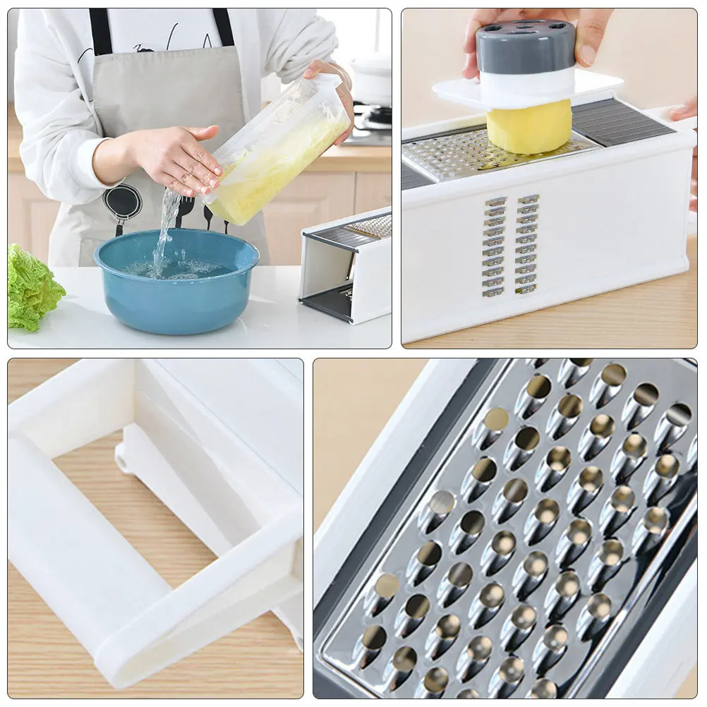 

1Pcs Vegetable Grater 5-in-1 Multifunctional Potato Slicer Stainless Steel ABS Kitchen Cutter Hand Protector Kitchen Helper