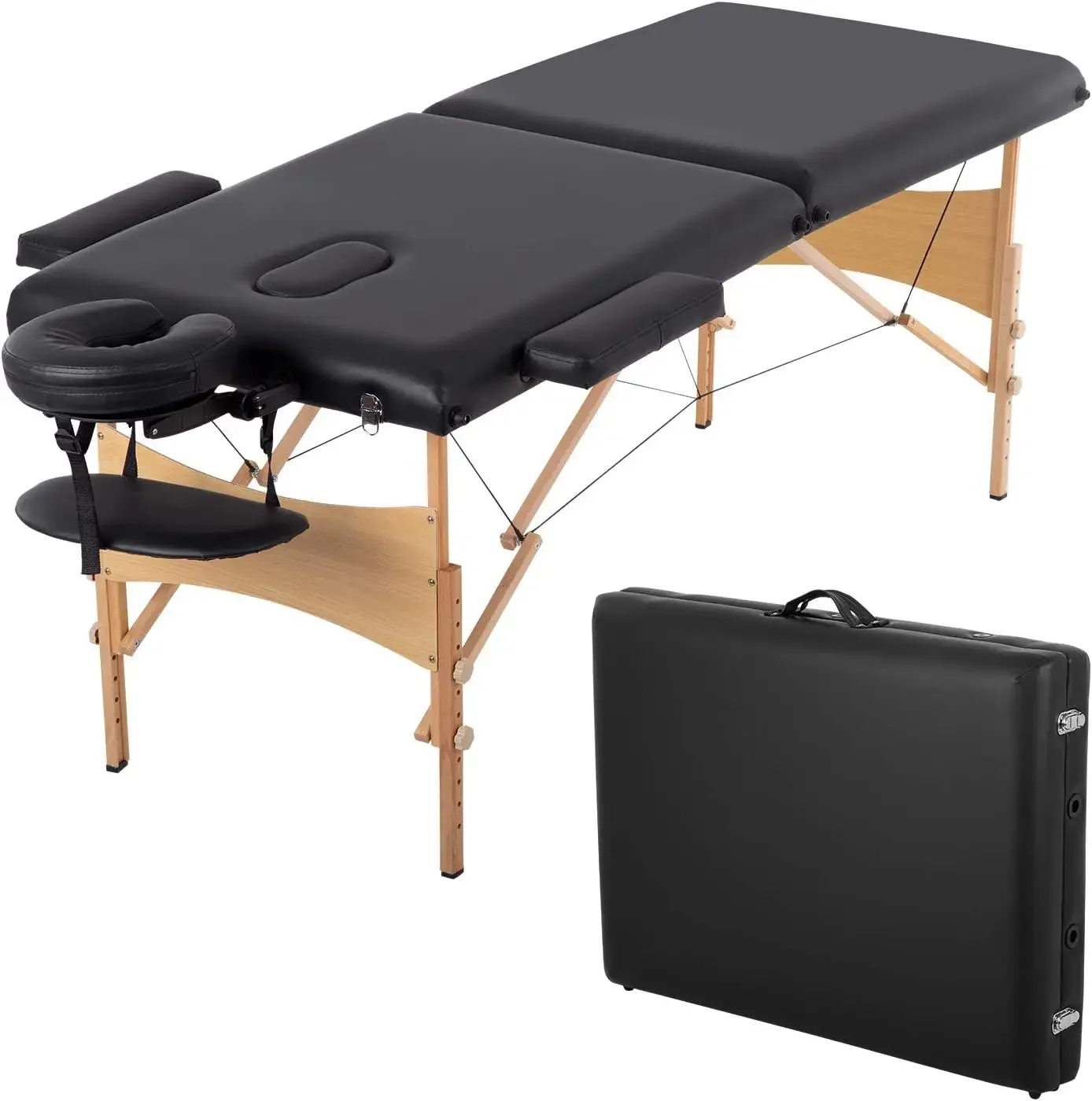 Massage Bed Portable Massage Table 2 Fold Lash Heigh Adjustable SPA 28 in Wide Salon Face Cradle with Non-Woven Bag