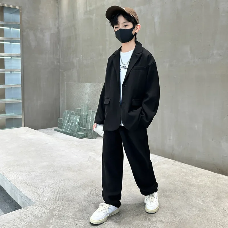 

Suit for Boys Autumn Fashion Casual Loose Blazer Trousers Two Pieces Teen School Kids Clothes Set 13 14 Years Children Costumes