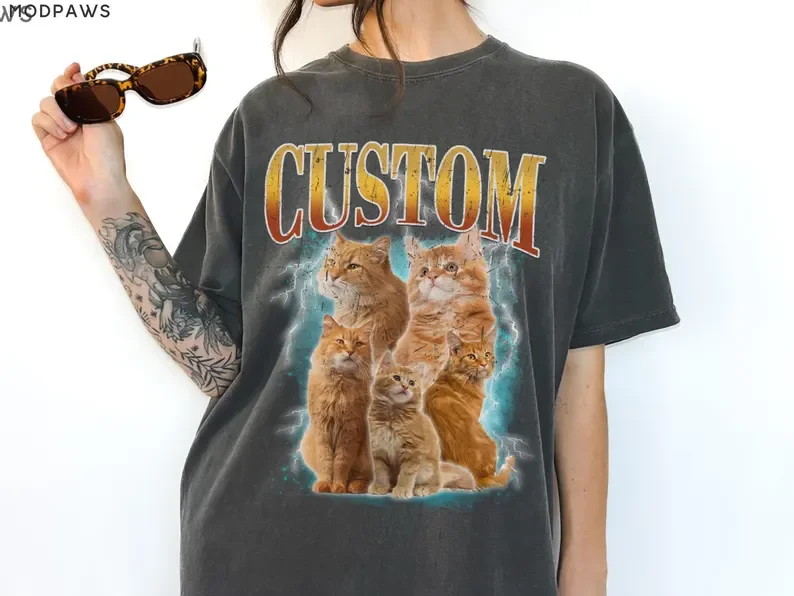 Custom Comfort Colors Vintage Pet TShirt Pet Photo + Name Custom Dog Shirt Personalized Shirt Custom T Shirts for Humans Cat