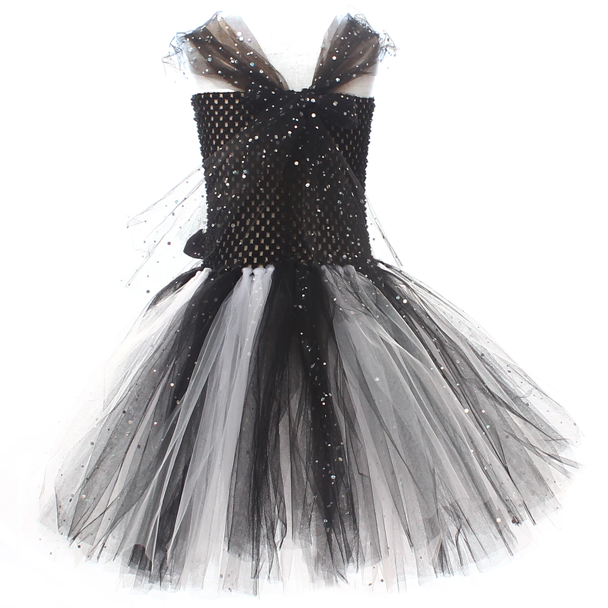 Nightmare Before Christmas Jack Kostüm Mädchen Halloween Skelett-Tutu-Kleid Kinder Cosplay Schwarz-Weiß Geister-Grusel-Outfits – Detail 13