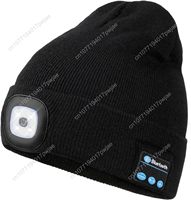 Wmcaps Bluetooth Beanie with a Light, Unisex USB Rechargeable 4 LED Fashlight Hat with Cordless Headphones, Unique Christmas Bir