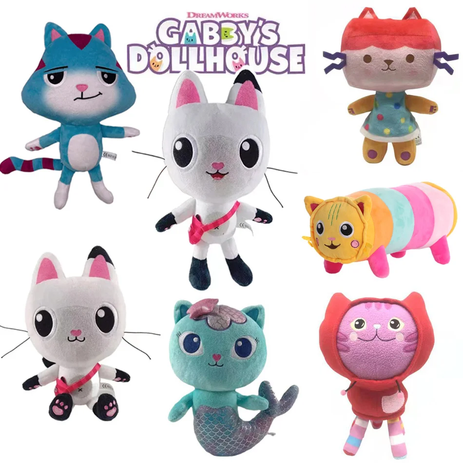 Gabby Dollhouse Plush Toys Kawaii Mercat Cute Stuffed Animals Mermaid Cat Doll House Plushie Dolls Kids Birthday Christmas Gifts