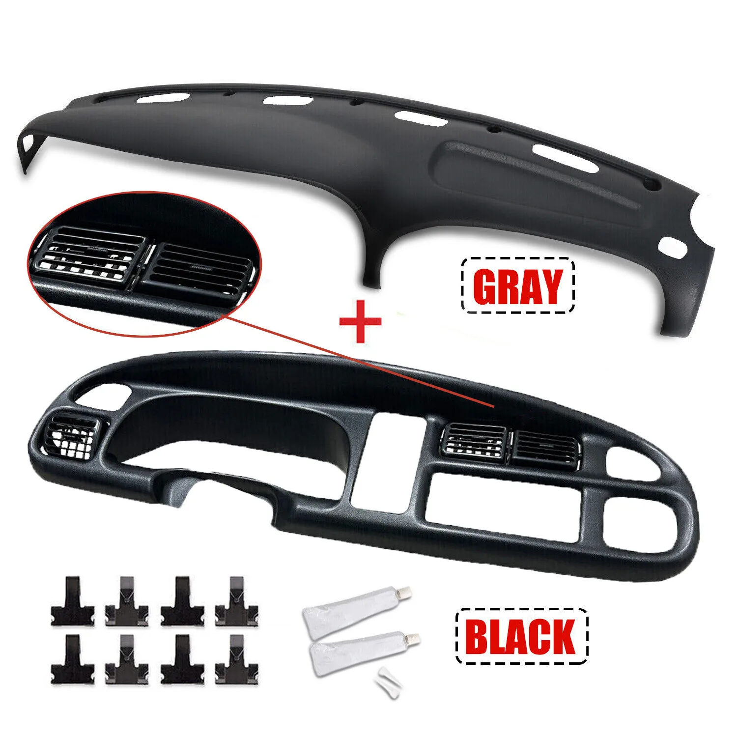 For 1998-02 Dodge Ram 1500/2500/3500 Pickup Dash Bezel&Dashboard Cover Overlay