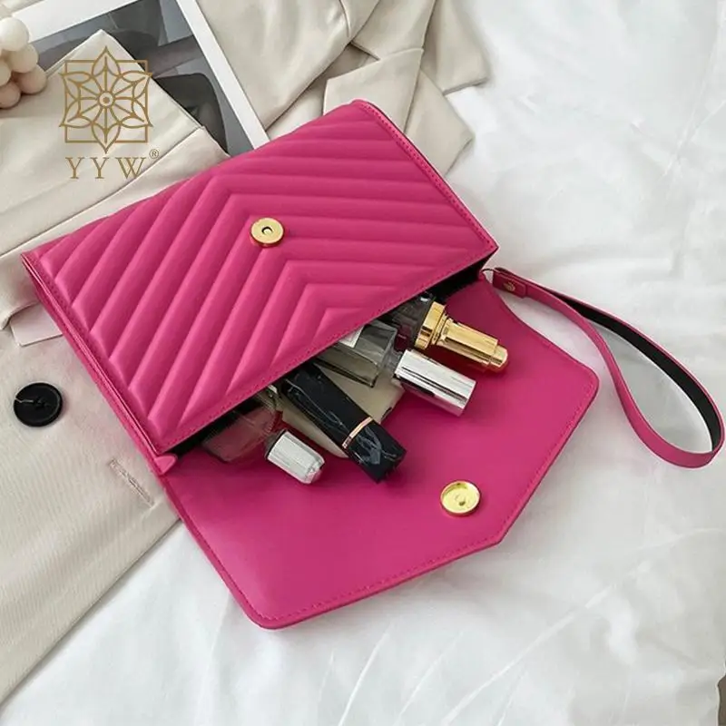 Casual PU Leather Envelope Clutch Handbag Stripes Beading Soft Wristlets Messenger Purse Portable Women Daily Small Bag Wallet
