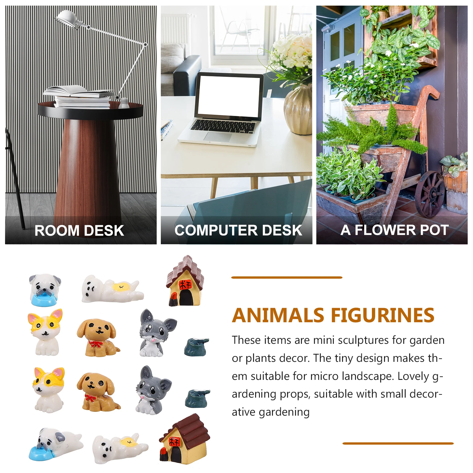 

14pcs Dog Figurines Puppy Figures Realistic Animal Sculptures for Garden Decoration Tabletop Desk Plant Pot Dollhouse Terrarium