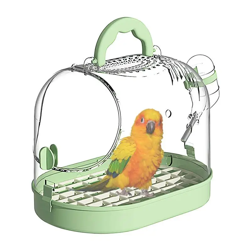 Bird Transport Cage Breathable Bird Carrier Travel Bag Take-Out Transparent Cage Breathable Parrot Cage with Escape-Proof Buckle