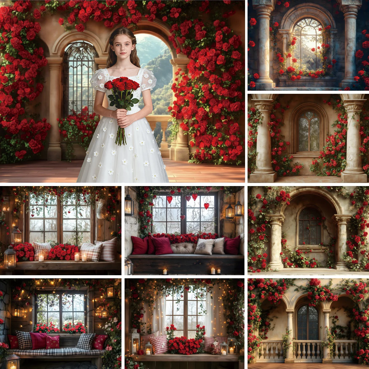 Valentinstag Palast Rose Fotografie Hintergrund griechische Hochzeit Szene Geburtstag Party Liebhaber Dating romantische Dekorationen Hintergrund