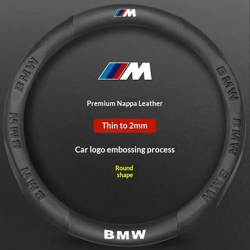 Car Carbon Fiber Suede Leather Steering Wheel Cover BMW M X1 X3 X5 X7 F01 F10 F15 F20 F25 F30 M2 M3 E39 E46 E60 E70 E90 G20 G30 view 3