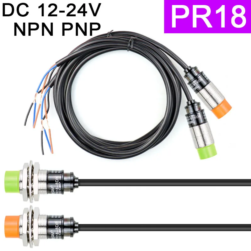 

PR18-8DP PNP Металлический датчик приближения PR18-8DN 8DP Индуктивный переключатель 24 В NPN PNP 3-проводной 12 ~ 24 В постоянного тока Расстояние обнаружения 8 мм с линией 1,5 м